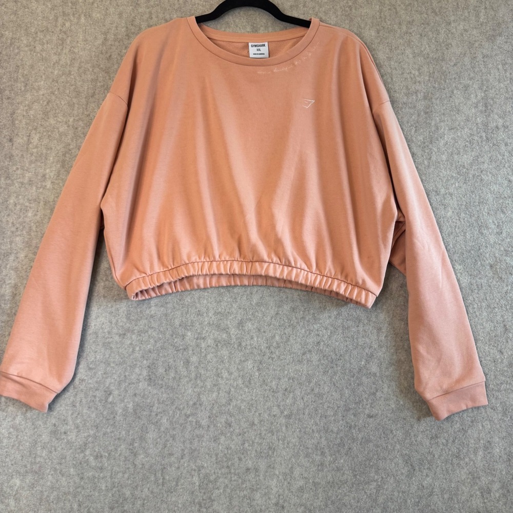 Gymshark Cropped Sweatshirt Womens XXL Pink Oversized Athletic Pullover Top